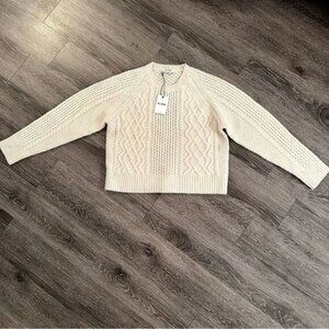 Re/done 50s crewneck wool cable sweater new